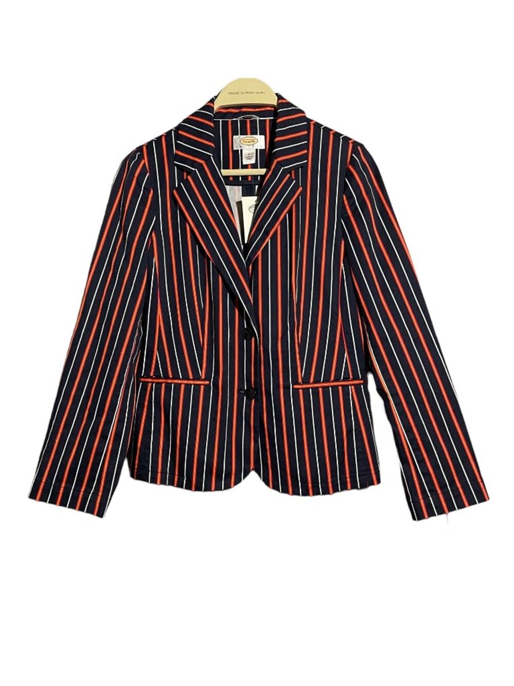 Talbots Suit Business Jacket Women Size 6P Stripes Modern Retro Colorful Office